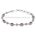 Beautiful Citrine Gemstone 925 Solid Silver Bracelet Jewelry